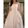 Spring and Summer New White Moonlight Elegant Pure Desire Medium and Long Suspender Dress Sweet MM Body Plastic Waist