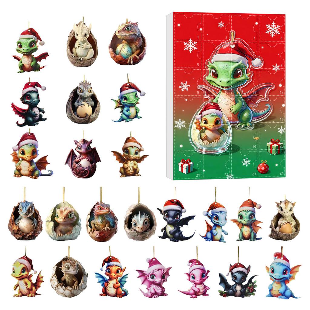 

Christmas Holiday Decor Advent Calendar With Cute Dragon Acrylic Hangings For Gift Giving Style H