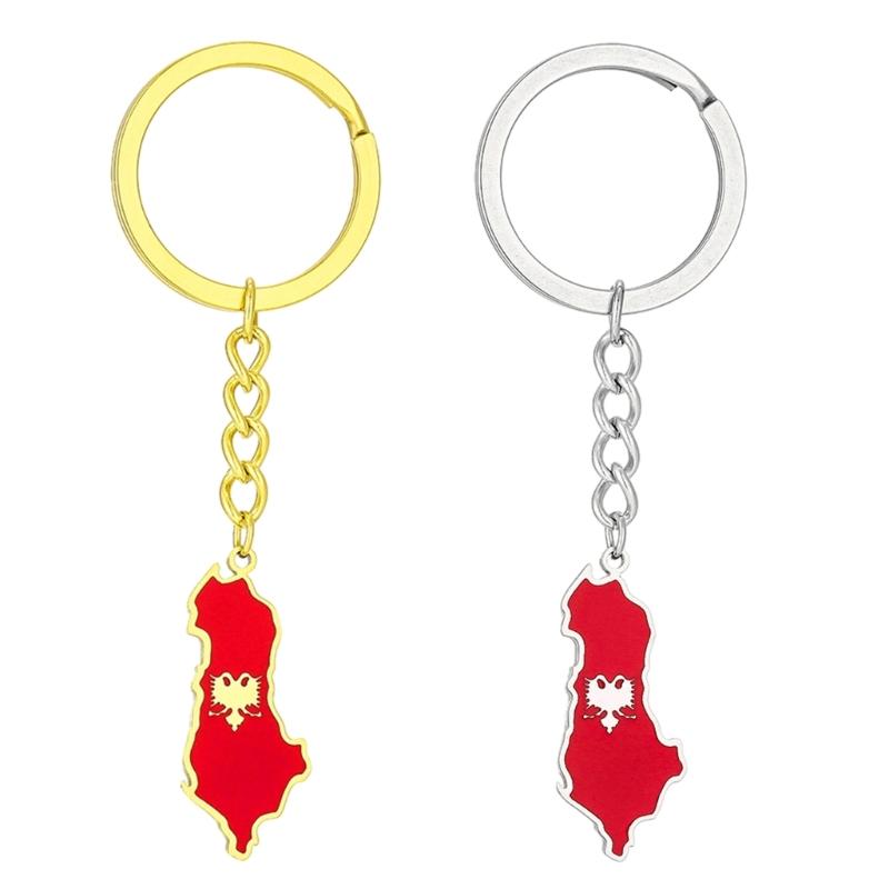 Albania Eagle Map Flag Keychain Ethnic Style Keyrings Jewelry Accessory for Bag