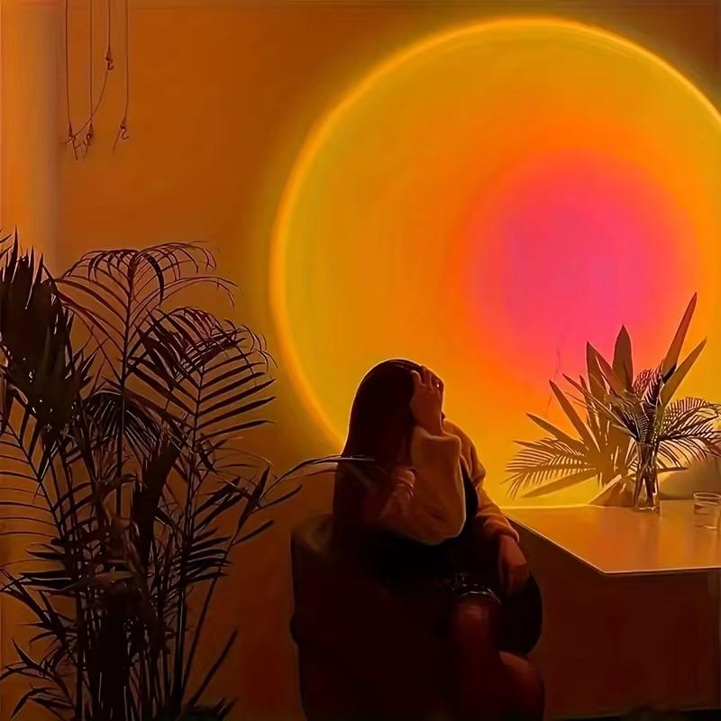Night Light Rainbow Sunset Projection Light Home Coffee Shop Background Wall Decorative Atmosphere Desk Lamp