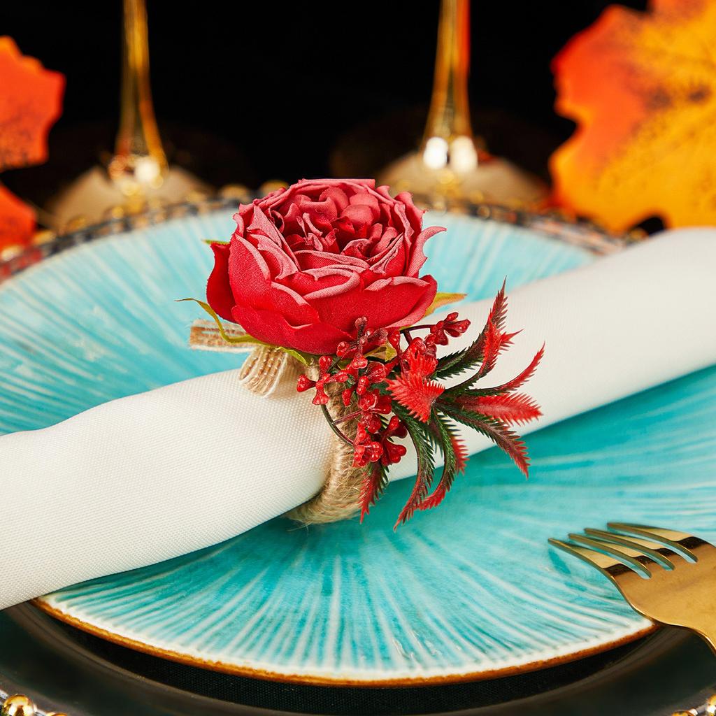 Simulation Napkin Buckle Western-style Upscale Restaurant Mouth Cloth Ring Mori Creative New Simulation Rose Napkin Ring