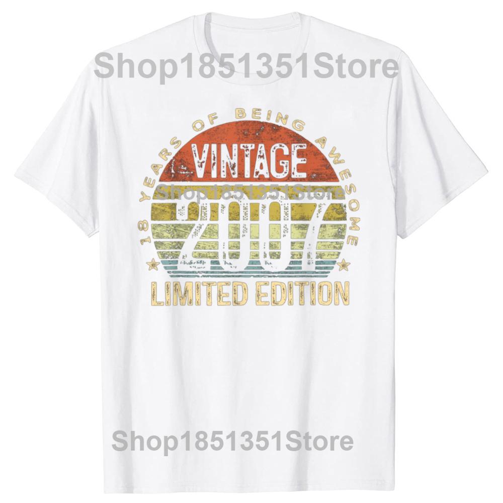 Vintage 2007 Limited Edition T-Shirt Humor Lustig Erwachsenwerden 18 Jahre Altes Geschenk 18. Geburtstag Geniales T-Shirt Kurzarm Kleidung