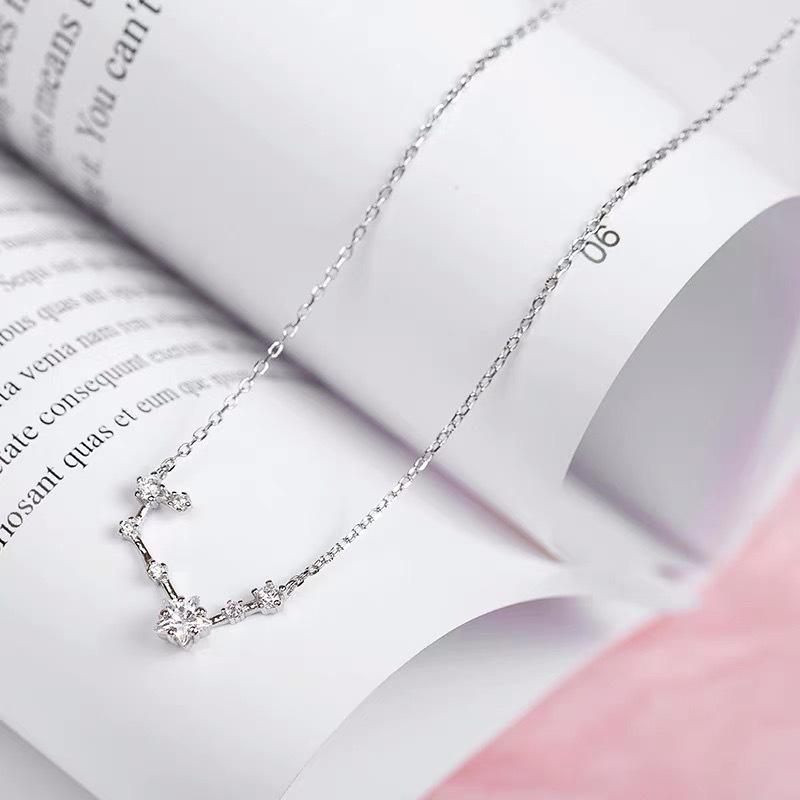 Beixi S925 Sterling Silver Constellation Necklace - Shiny Galaxy Symbol Clavicle Chain