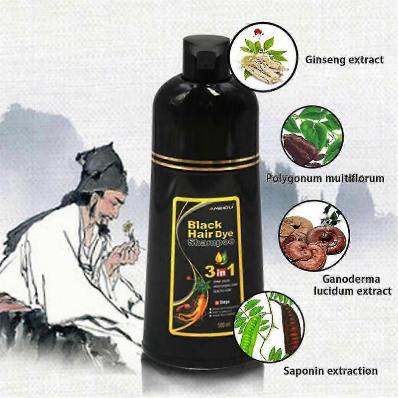 Meidu Botanical Herbal Hair Color Shampoo 500ml In Black