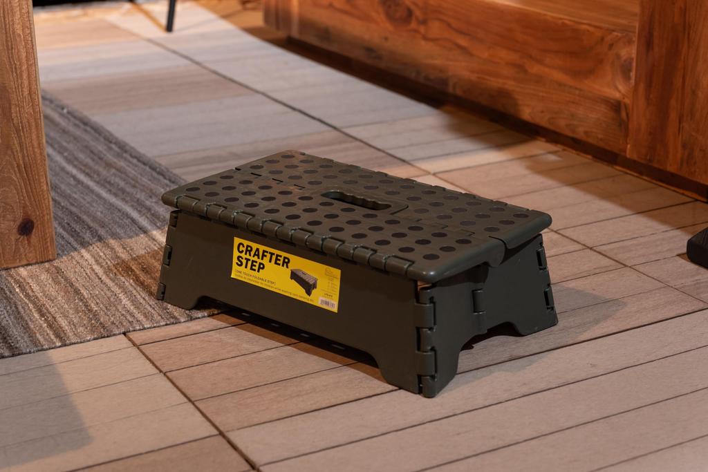 Folding Chair Step Stool Crafter x x 13cm Outdoor Compact Stool with 100kg Weight Azumaya-kk Step, 39.5cm (W) 23.5cm (D) (H), Green, Non-Slip Base,