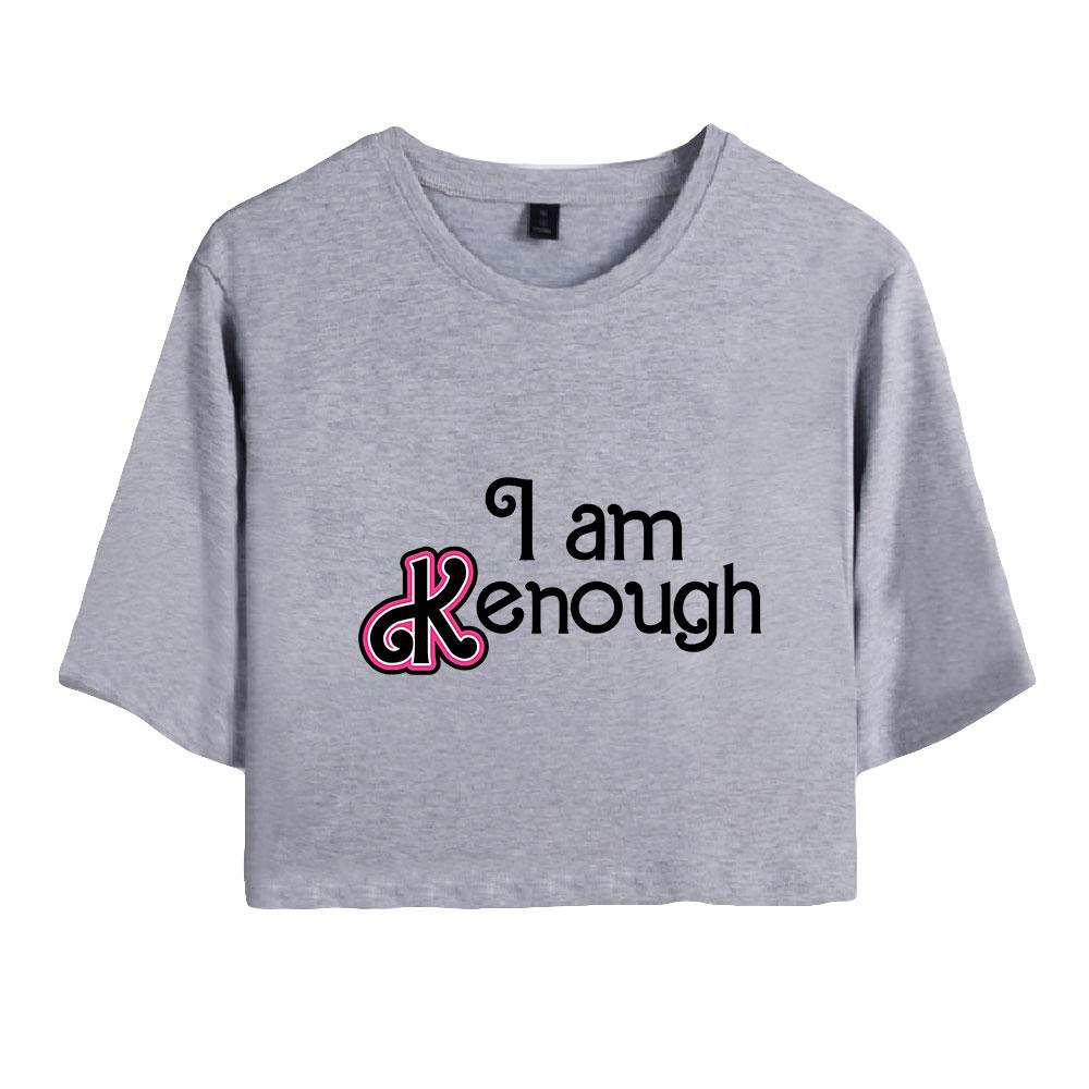 Fashion Women Casual I Am Kenough Print Short Sleeve Crop Top Funny Tee Shirts Hipster O-neck Cool Tops