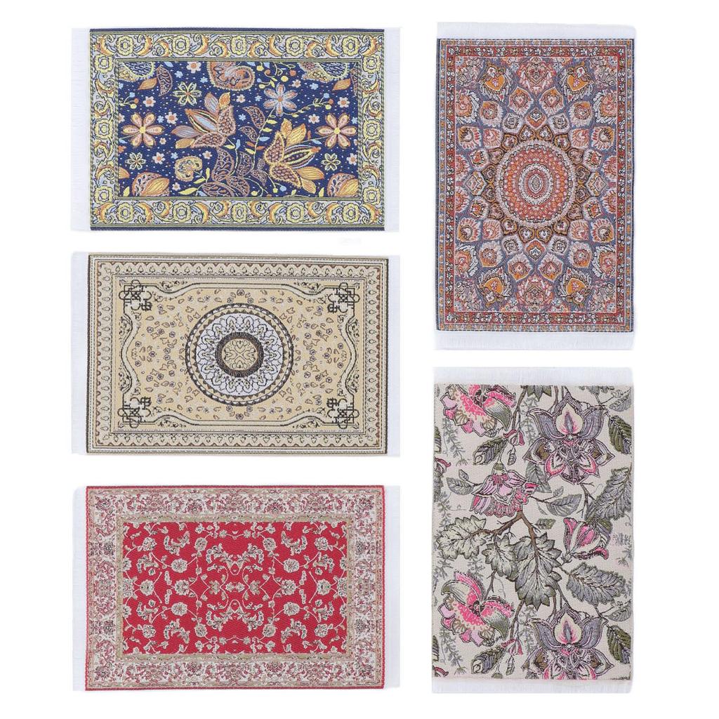 Dollhouse Woven Carpet Miniature Scale Doll Furniture Dollhouse Rug Carpet Dollhouse Blanket Rug Woven Rug Dollhouse Rug 1/12