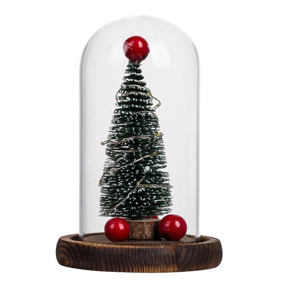 

Christmas Tree Ornament Luminous Waterproof Eye-catching Artificial Xmas Pine Tree Ornament Fairy Light In Glass Cover for Desk зелений