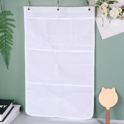 1Pc 7 Pockets White Mesh Shower With Hooks Hanging Mesh Shower Pocket Fast Dry Shower Curtain Caddy Bath Toy Organizer