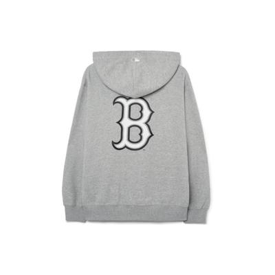 MLB Boston Red Sox Letter Print Zipper Hoodie Vintage Cardigan Sweatshirt Unisex Hoodies Gray 3ATRB0231-43MGS