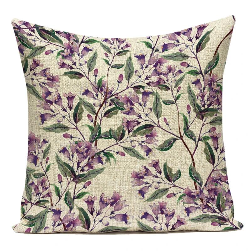 Decorative Throw Pillows Case Purple Plant Flower Lavender Polyester Pillow Cushion Cover For Living Room Sofa Car Home Decor