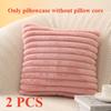 Funda de Cojín Cuadrada de Piel Sintética de Conejo Grande Gruesa Rayada Súper Suave Color Sólido Funda de Almohada 45x45cm Decoración de Sofá Funda de Cojín
