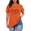 Ladies' Loose Comfortable Casual Fashionable  Heart Pattern Printed Round Neck Short Sleeved Shirt