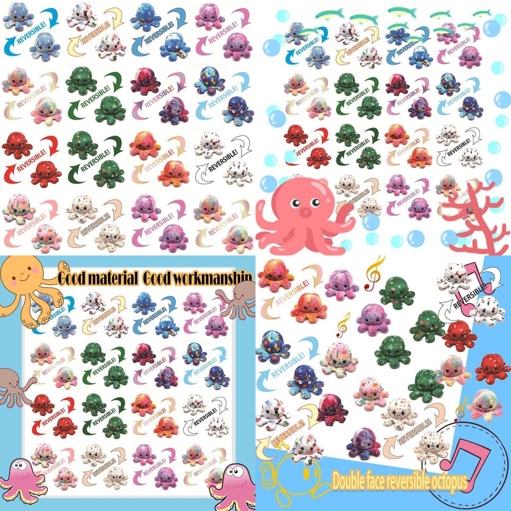 Double-sided Flip Reversible Octopus Plush Toys Perfect For Christmas Gifts**