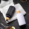 500ml Strip Soap Dispenser with Bamboo Pump Refillable Bottle Conditioner Lotion Shampoo Body Wash Empty Container for Bathroom