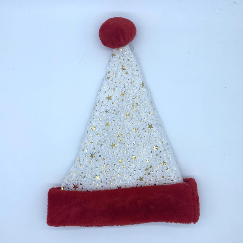 6pcs Christmas Hat Hot Stamping Snowflake White Red Plush Personalized Christmas Hat Holiday Decoration Plush Material