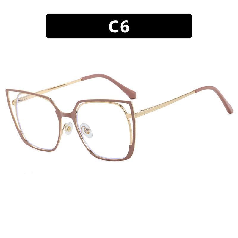 Square hollow flat mirror new anti-blue glasses frame European and American plain face high-end sense versatile glasses frame women