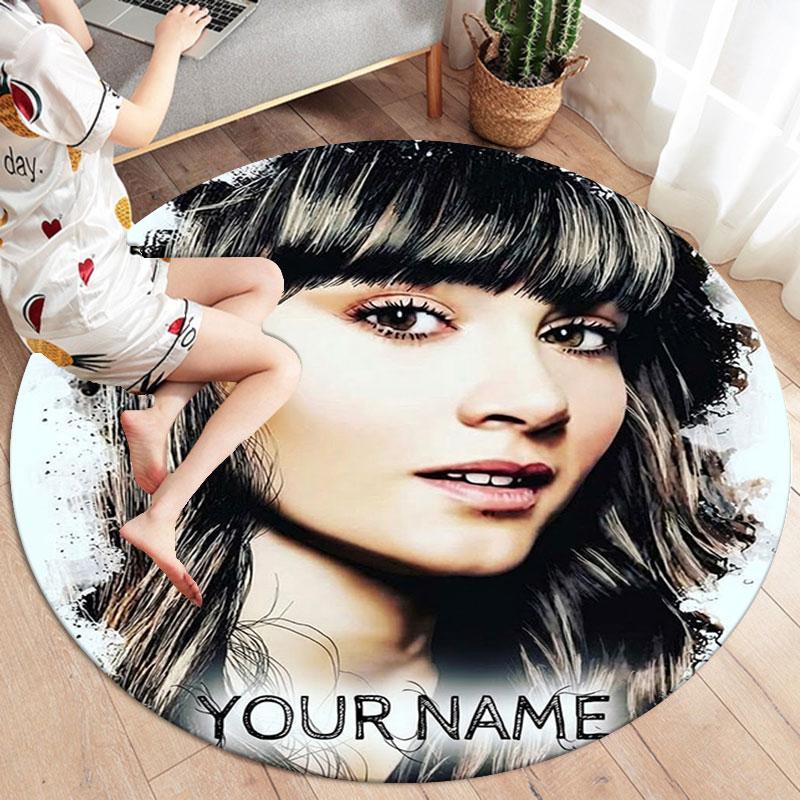 Aitana Custom Name Round Area Rug,Carpet Rug for Living Room Bedroom Sofa Playroom Decor,Non-slip Floor Mat