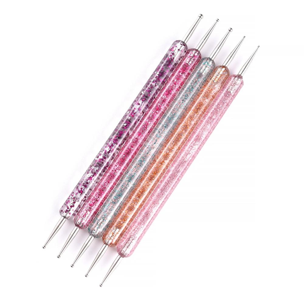 

5 шт. Ручка для доттинга для дизайна ногтей, акриловая кисть-лайнер для рисования, инструмент для подбора страз, кисть для рисования УФ-гелем, маникюрные аксессуары