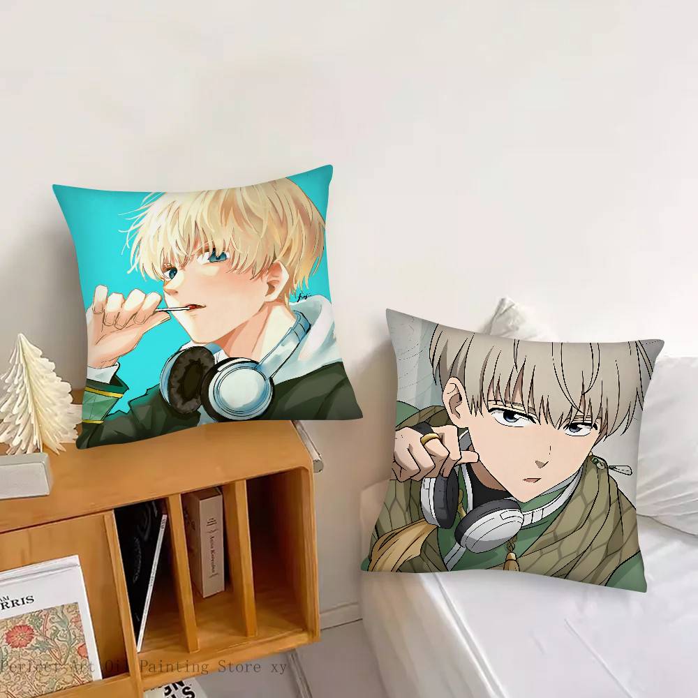 Kaji Ren Hot Blooded Anime W-Wind Breaker Pillow Case Fashion Square Pillowcase Bedroom Sofa Room Ins Decoration Leisure