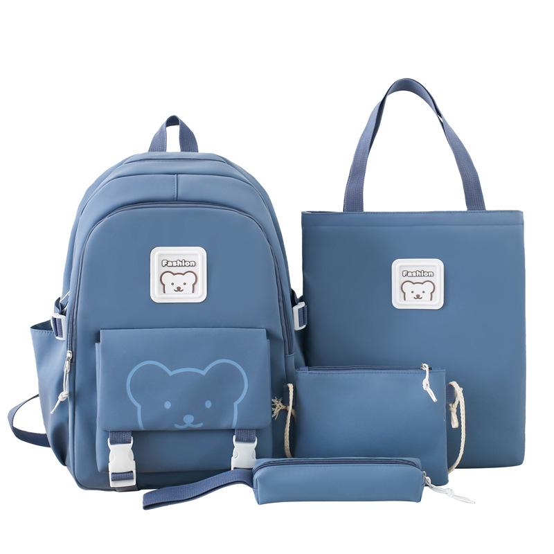 

New Backpack Four Piece Student Backpack Simple Large Capacity Backpack for Primary and Secondary School Students