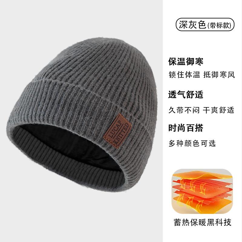 Winter hat men's cold-proof wool hat adult new plush warm versatile outdoor knitted hat
