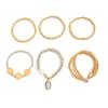 Ingemark 6Pcs/Set Retro Imitation Pearls Heart Pendant Bracelets for Women Creative Mixed Color CCB Beads Chain New Year Jewelry