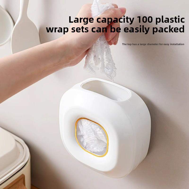 Punch-free Wall-mounted Plastic Wrap Storage Box Removable Disposable Plastic Bag Storage Box Kitchen Household Artifact