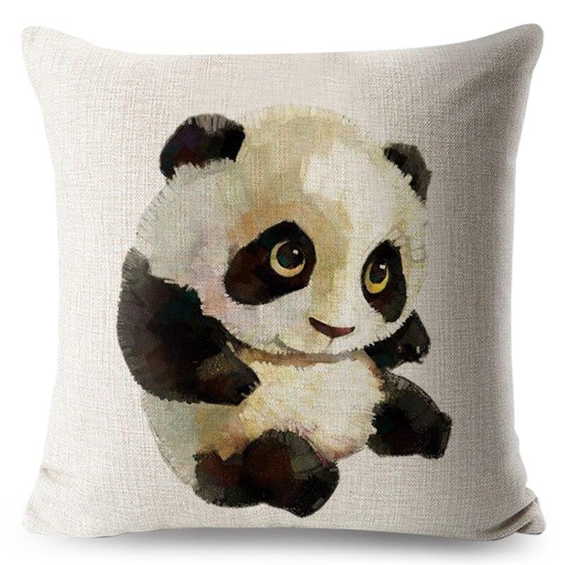 Cute Panda Pillow Case Cartoon Animals Linen 45*45 cm Square Cushion Cover Cute Panda Pillow Case Cartoon Animals Linen 45*45 cm Square Cushion Cover