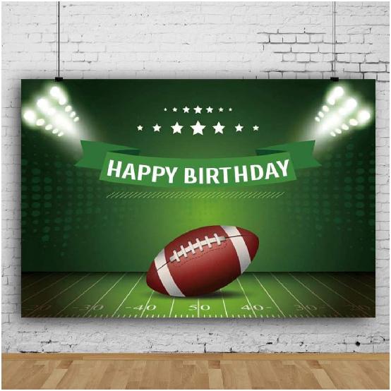 Ssailue Decor Football Party Decorations, 5x3 Ft Vinyl Banner with Football Theme for Birthday Parties, Green