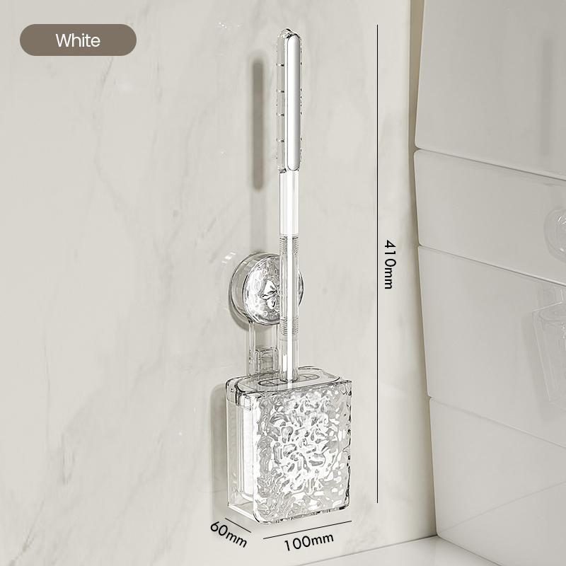 Bathroom Cleaning Brush Wall Mounted Non Perforated Suction Cup Toilet Brush Long Handle Glacier Patterned Bathroom Supplies