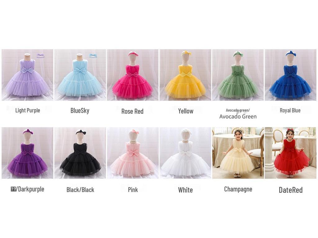 Vestido de Princesa de Malla para Niños 2025: Vestido Tutú Infantil para Primer Cumpleaños o Boda