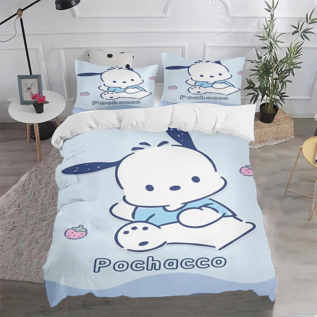 Sanrio Bedding Sets Pochacco Cartoon Comforter Cover Bed Cover Duvet Cover Pillow Case 2-3 Pieces Sets Kids Adult Size