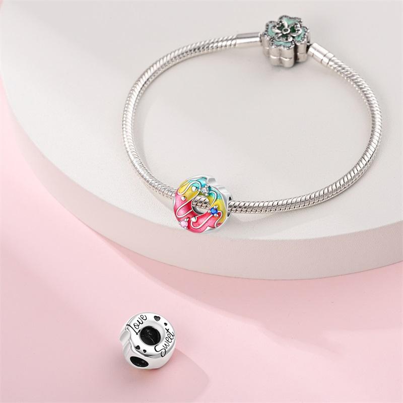 Pendants Charms Beads Copper Rainbow Doughnut Bead Fits Genuine Bracelets For Jewellery Crafting ValentineS Day Gifts