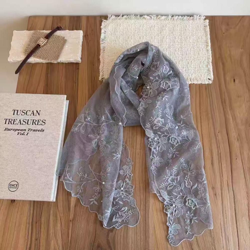 

Long Women s Lace Scarf Korean Version Female Headscarf Versatile Sunscreen Shawl