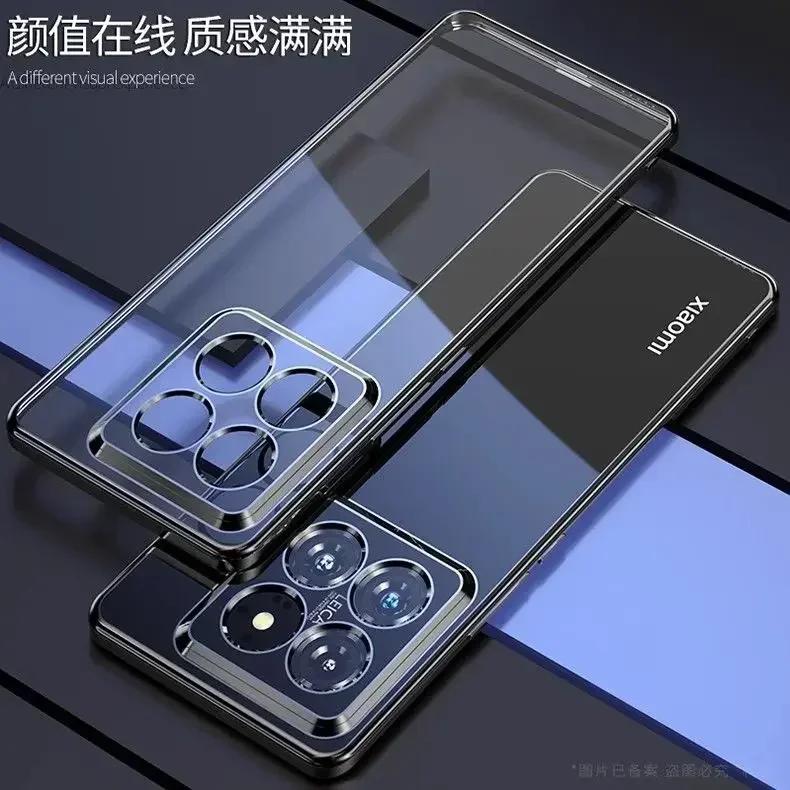 For Xiaomi 14T Pro 15T 17T Pro O X7Pro Soft Silicone Transparent Shockproof Case For Xiaomi 13T Electroplated Frame TPU Cover