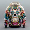 Retro-Stil Hoodies Totenkopf Floral 3D-Druck Herren Damen Kapuzenpullover Oversized Y2k Trainingsanzug Unisex Kleidung