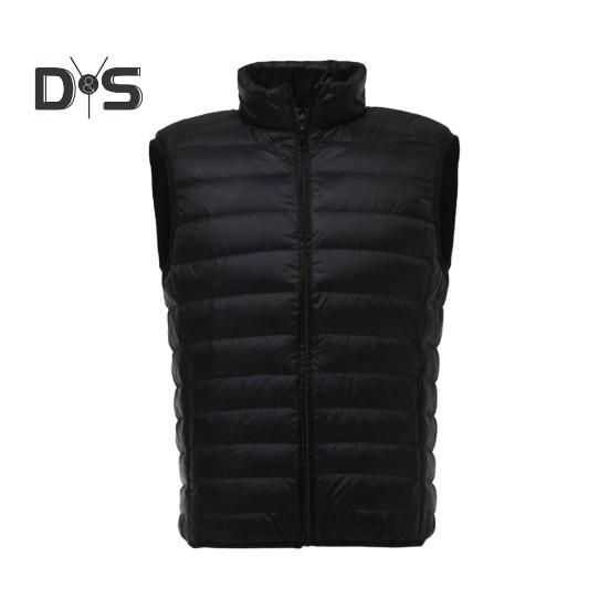 Unisex Down Waistcoat Stand Collar Sleeveless Solid Color Zipper Placket Cotton Vest with Pockets Thin Warm Vest Coat