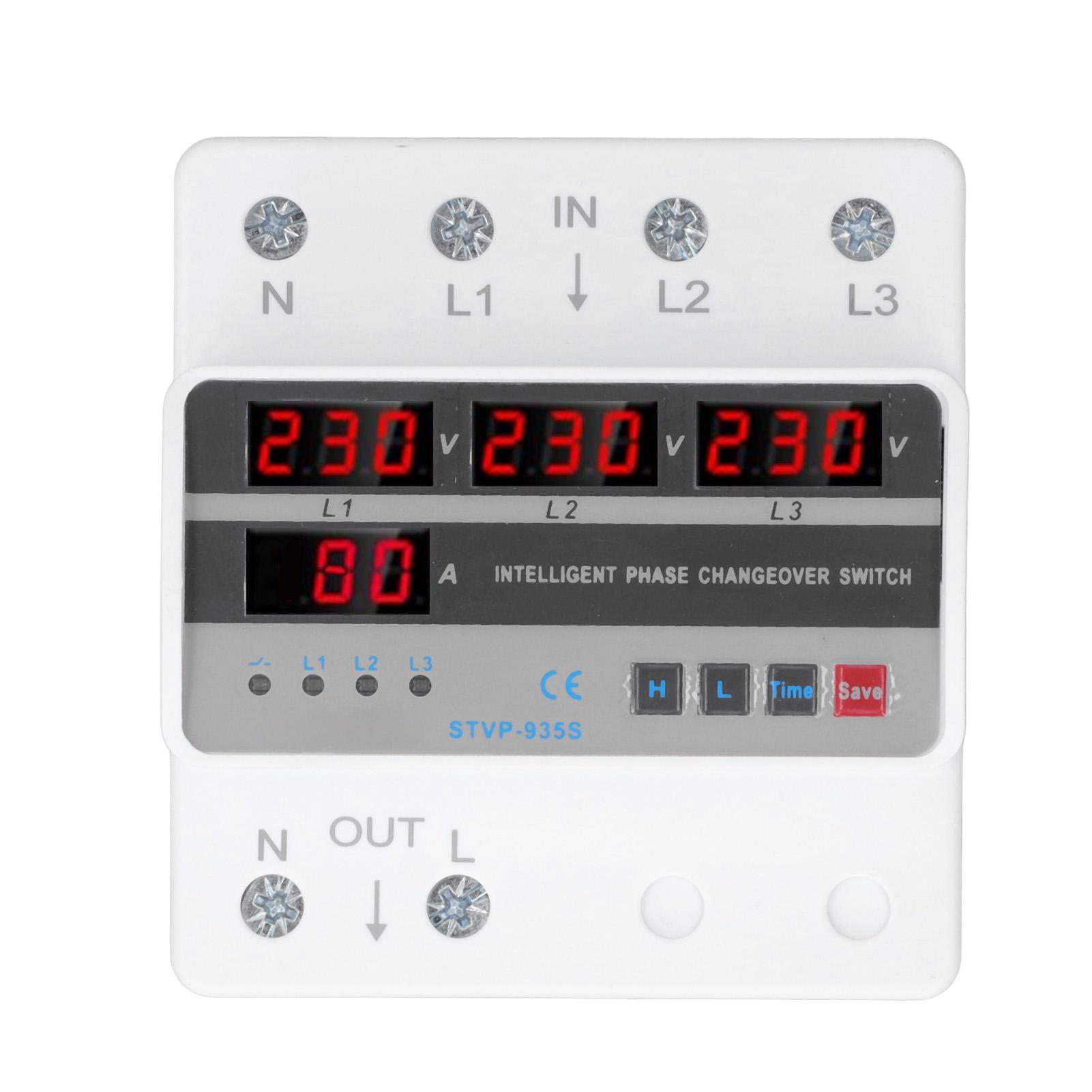 

3-фазний перемикач живлення, кріплення на DIN-рейку, автоматичний перемикач з захистом від перенапруги та перевантаження по струму