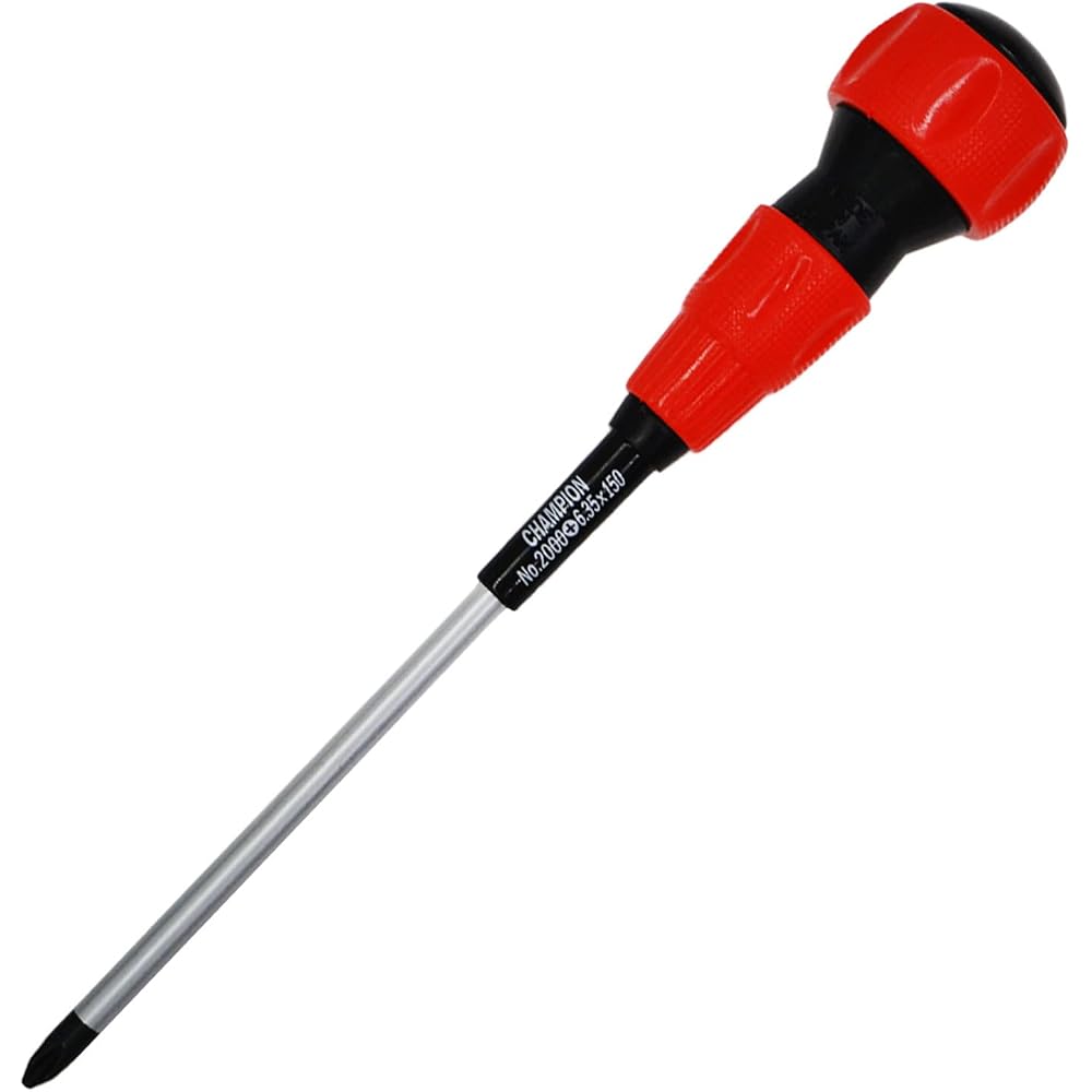 Champion Tools Ball-Grip Screwdriver +2×150 Phillips Standard Type Round Shank with Magnet No. 2 ...
