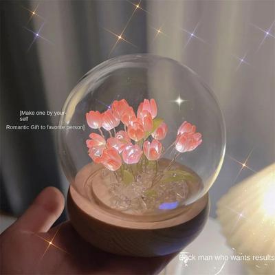 Yapay Lale Çiçeği Gece Lambası El Yapımı Kendin Yap Başucu Lambası LED Gece Lambası Yatak Odası Dekoru Noel Doğum Günü Hediyeleri Masa Lambası