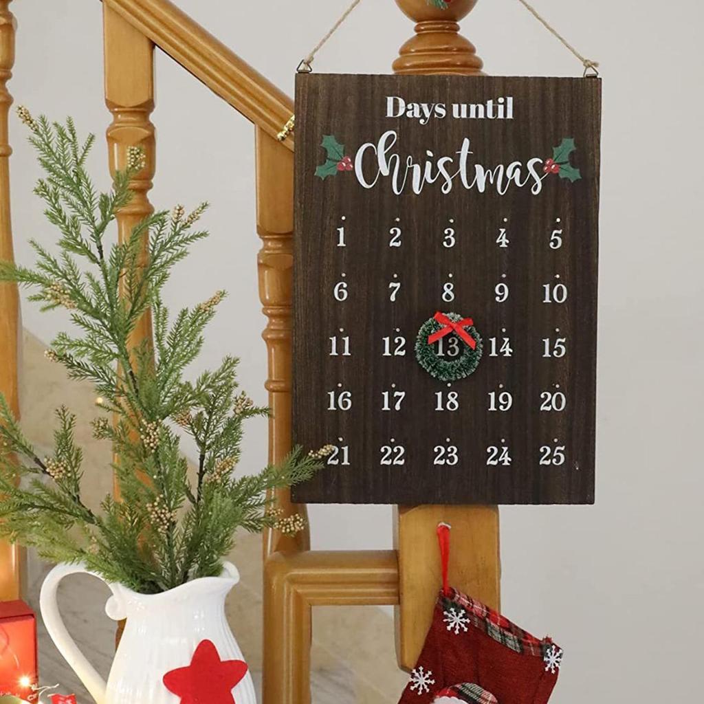 Wooden Christmas Countdown Calendar Seasonal Decor 25 Days Advent Christmas Calendar Sign For Friends Neighbors Classroom Living