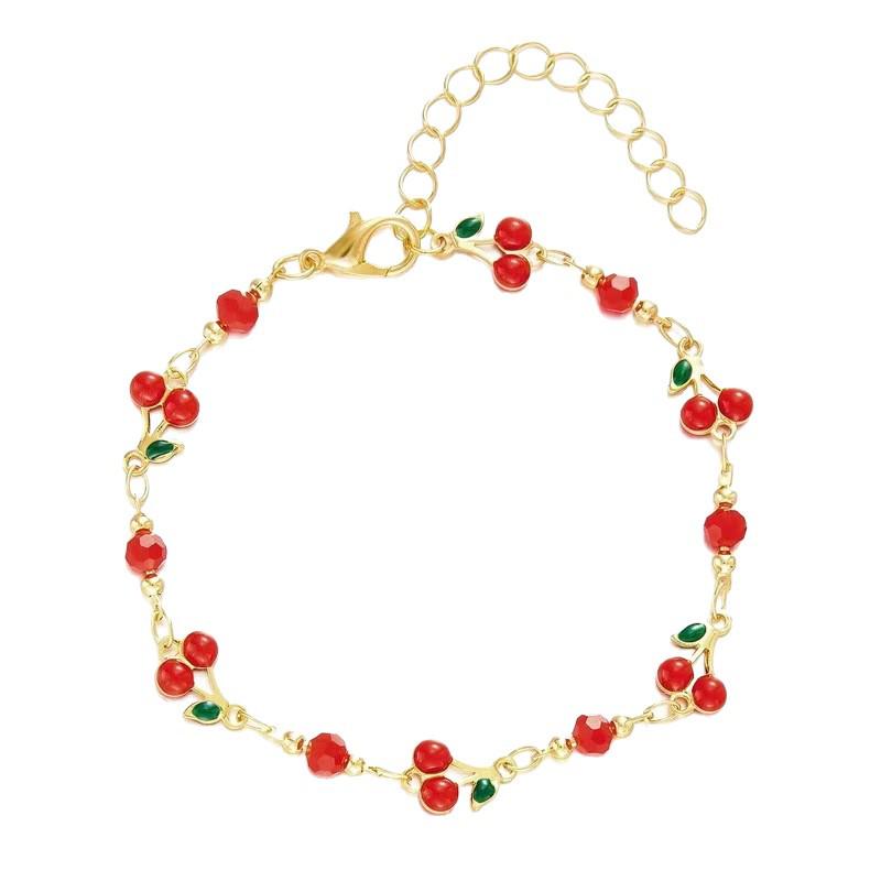 Elegant Cross-Border Cherry Pendant Bracelet - High-End Colorful and Fresh