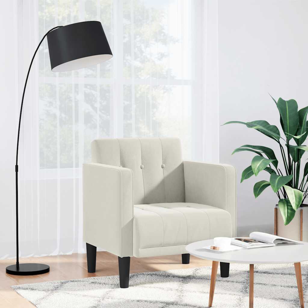 Cream Velvet Armchair with Armrests