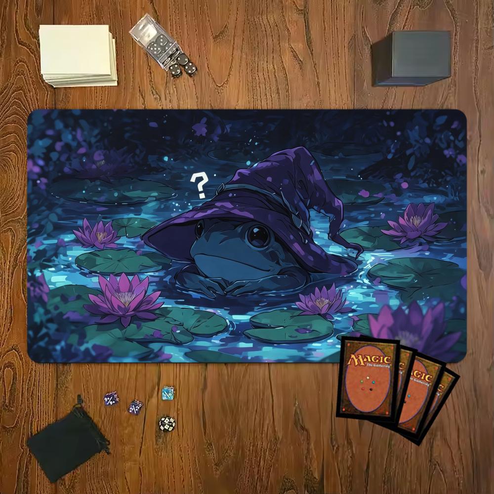 Wizard Frog Purple Lotus Pond Mouse Pad Playmat 24x14 Mtg Tcg Office Desk Mat For Work Game Pc Laptop Rug Carpet Mousepad