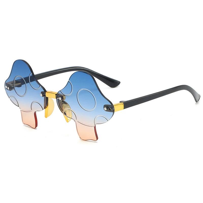 Mushroom Shape Sunglasses Irregular Rimless Sun Glasses Retro Trendy Fun Sunglasses for Women Men Halloween Decorations Party Fa