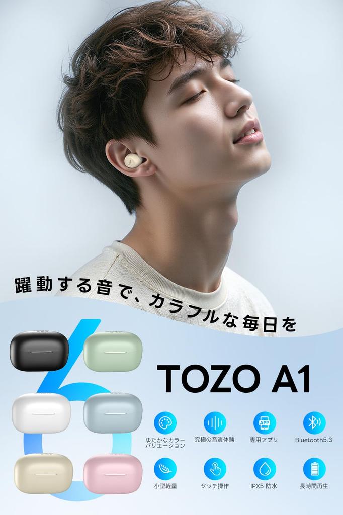 TOZO Wireless Superior Sound Compact and Noise Reduction for Bluetooth IPX5 Up To 32 Hours of App Custom EQ Compatible with Voice Instant Fast