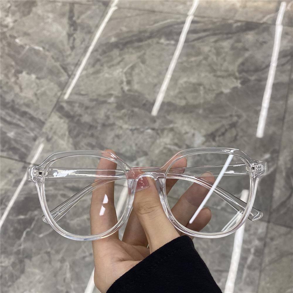 Anti Blue Light and Anti Radiation Flat Lens for Men with Large Face and Frame Slimming Transparent Frame Internet Famous Plain Face Glasses for Women