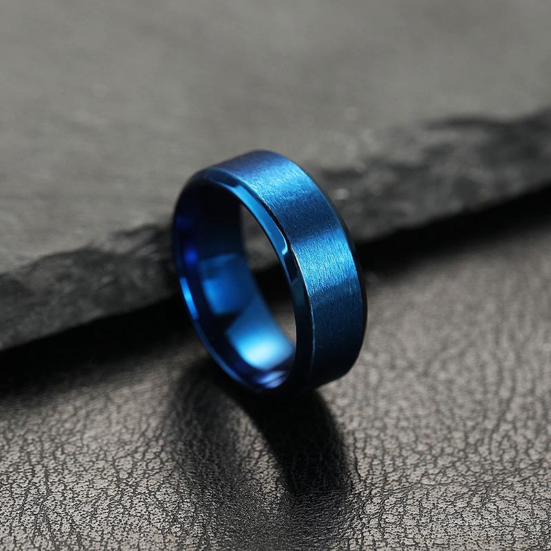 8MM Men's Stainless Steel Matte Ring - European & American Fashion
