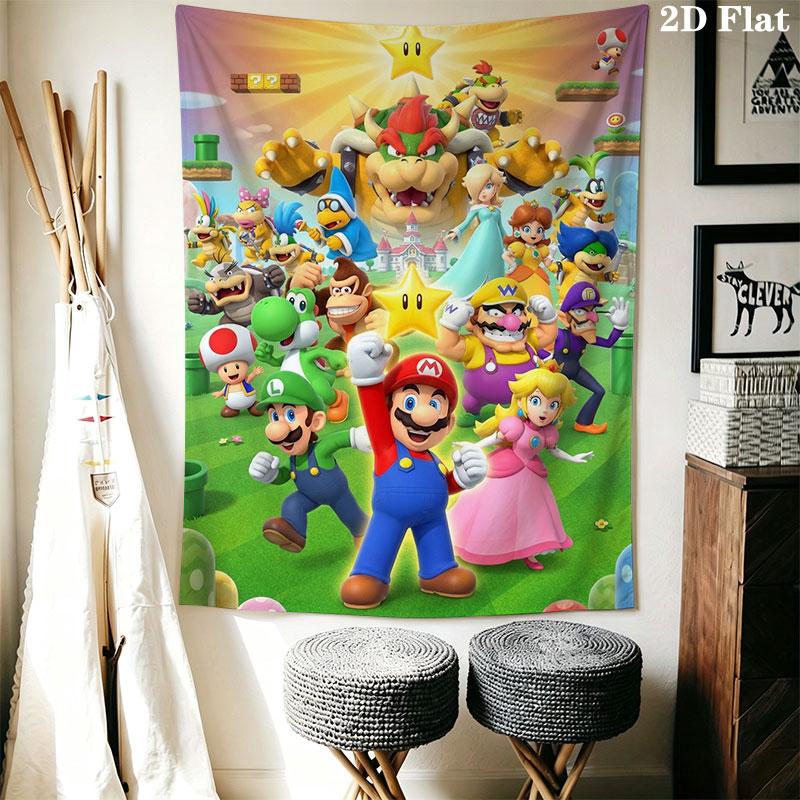 Run Mario Block Wall Hanging Printed Fabric Blanket Decorative Tapestries for Bedroom Living Room Home Decor